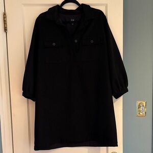 GAP Faux Suede Popover Dress in Black